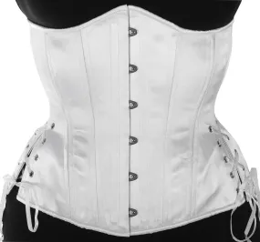 White Satin Corset, Hourglass Silhouette, Long