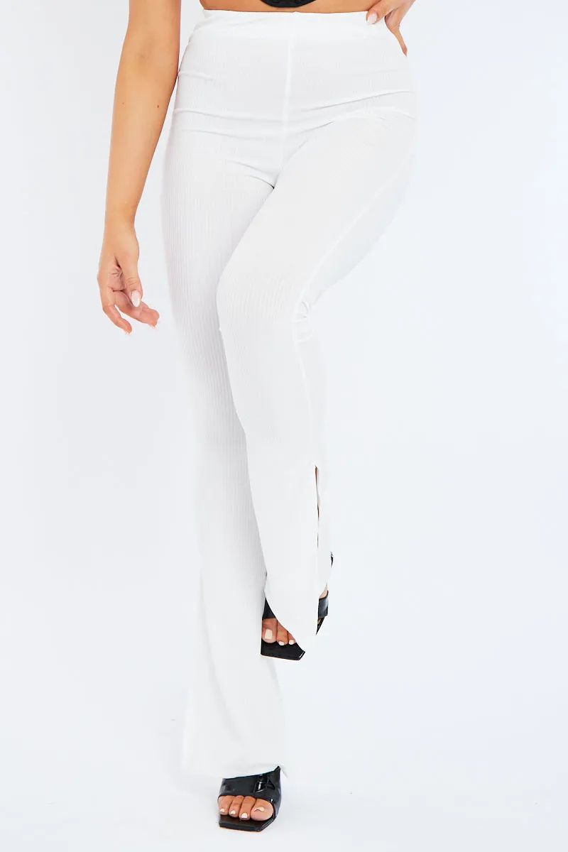 White Side Split Rib Trousers - Topaz