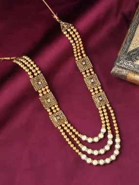 Yellow Chimes Dulahmala For Mens Golden Beads Pearl Necklace Jewellery for Groom Dulha Moti Mal Haar For Men Sherwani Necklace